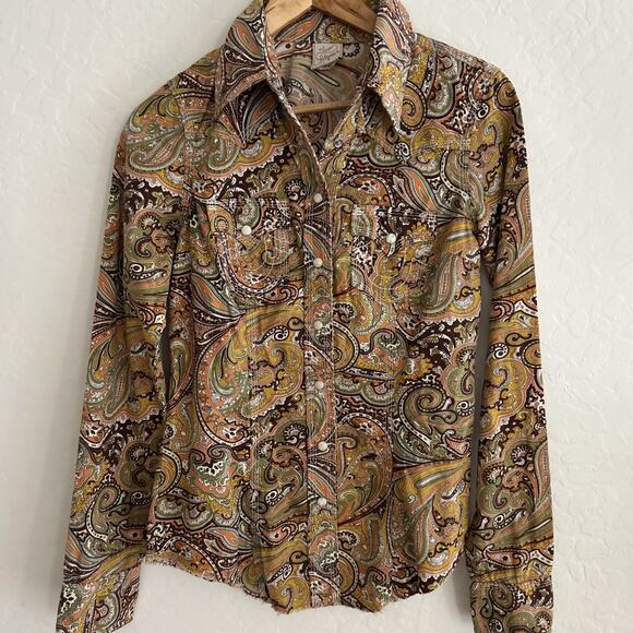 True Religion VTG Western Pearl Snap Shirt Paisley S Cowgirl Rodeo Country - Picture 1 of 10